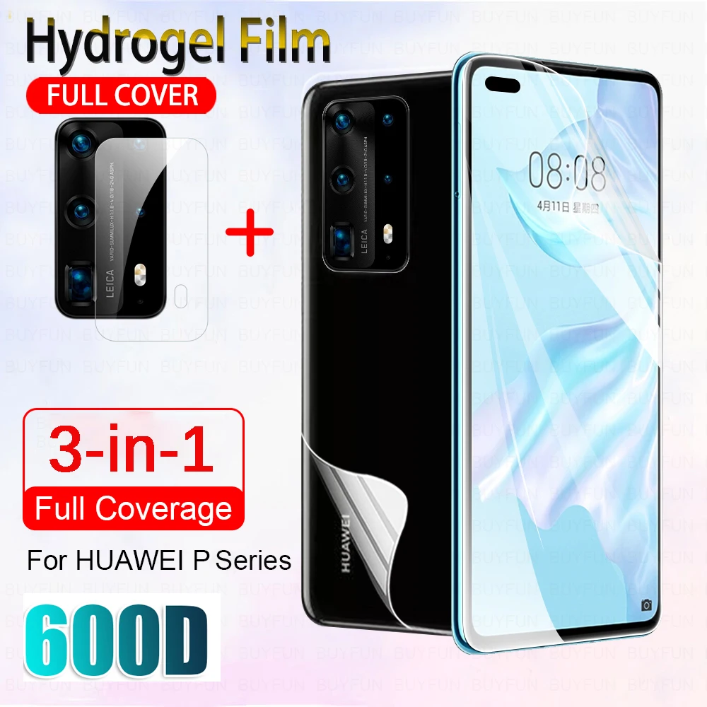 3-в-1 гидрогель пленка среднего класса против царапин для Huawei P40 Pro Plus Lite E P20 P30 pro lite