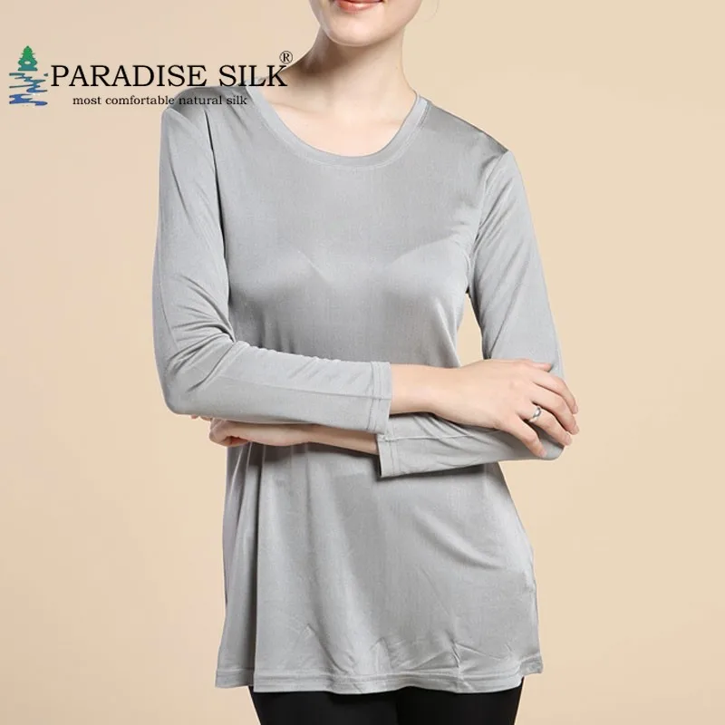 Women's T-Shirt 100% Pure Silk Knit Extra Long