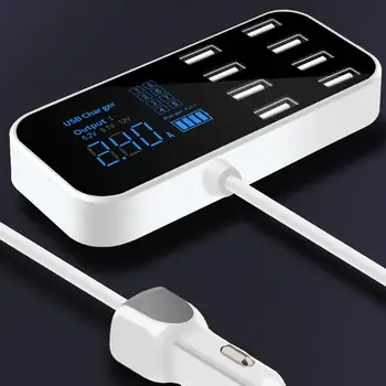 

Car 8 USB Charger Multi-Port Adapter Desktop Wall Charger Smart LED Display Charging Station Hub With LCD Display