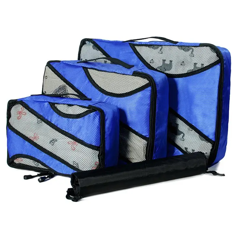 Сумка для багажа нейлоновая/Женская/Большая/Дамская/Большая/водонепроницаемая/Дорожная сумка органайзер наборы для упаковки кубик Органайзер сумка для путешествий - Цвет: DARK BLUE 3 SET