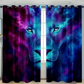 

SOFTBATF Lion and Wolf Windows Curtains Darkening for Living Room Bedroom Decorative Kitchen Curtains Dropshipping