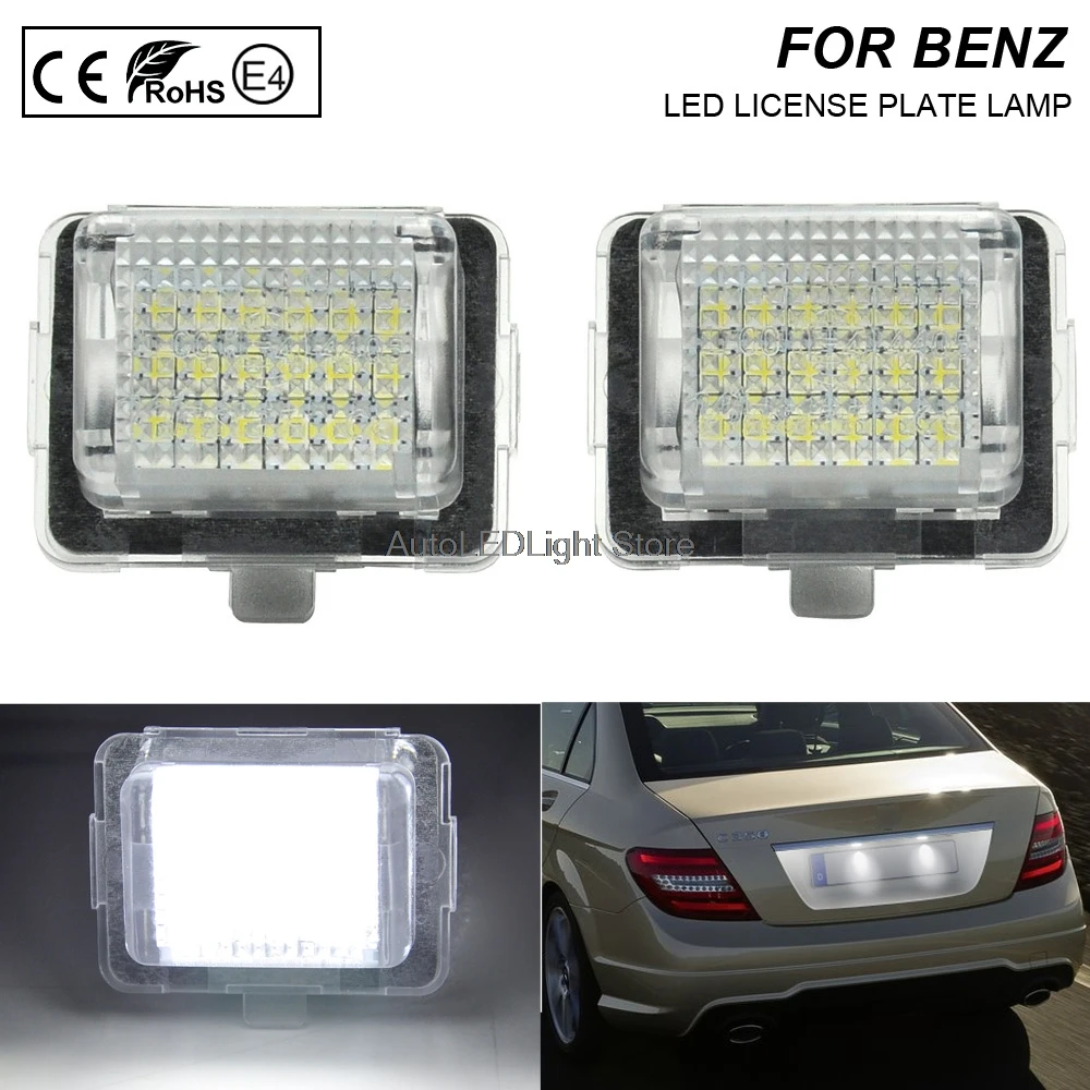 

2x Error Free White LED Number License Plate lights Lamp Car Accessories for Mercedes Benz W204 2D W205 W216 W218