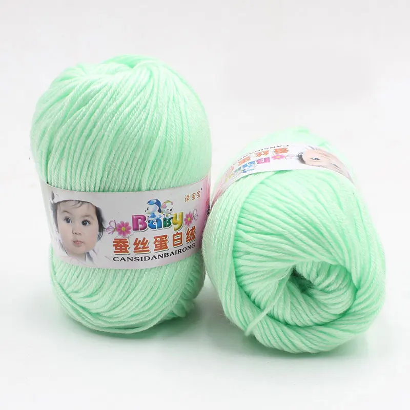 Green Pure Worsted Warm Silk Wool Cashmere Fibe Baby Skein Knitting Woolen Yarn 50g - Цвет: Green