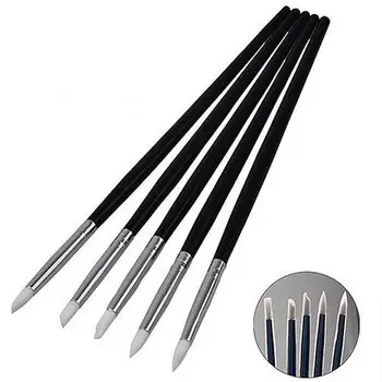 

5Pcs Soft Silicone Nail Art Design Brushes Sculpture Carving Painting Pen Set Acrylic French Painting Brush Lines Liner