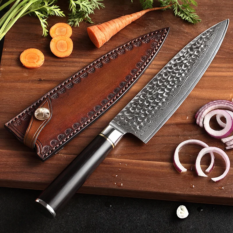 HEZHEN 8 ''дюймовый шеф повара Ножи кожаный чехол ручной работы в итальянском