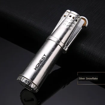 

Creative Old Style Metal Mens Smoking Lighter Windproof Tobacco Cigarette Kerosene Lighter Grinding Wheel Metal Military Lighter