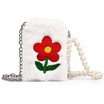 

Pearl Mobile Phone Bag Embroidery Sunflower Fairy Wild Shoulder Sling Chain Mini Bag