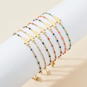 

ZMZY 7pcs/set lots Wholesale Cute Shark Charm Bracelets For Women Stainless Steel Link Chain Cartoons Ocean World Jewelry Gift