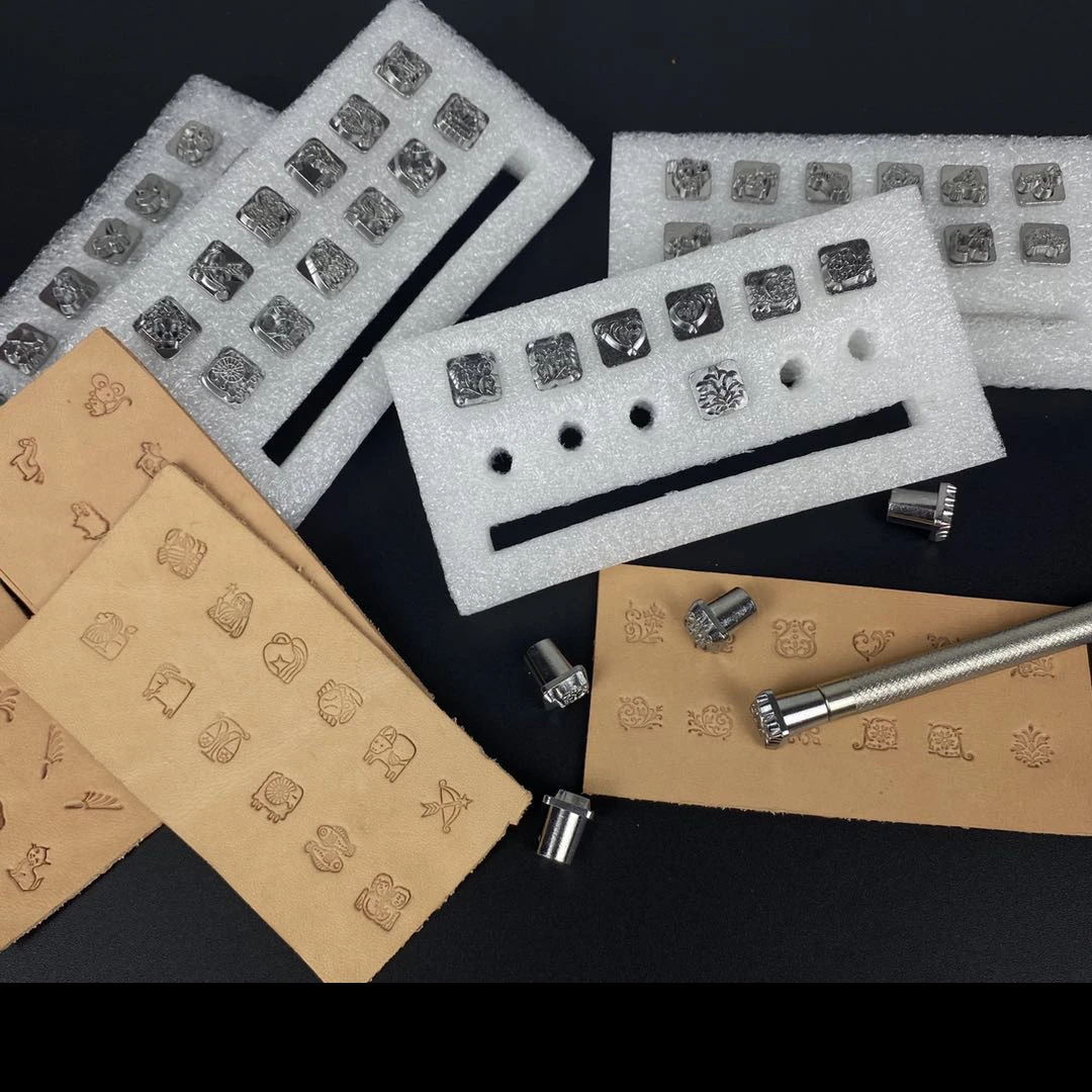 stamps for embossing leather tools handmade diy craft work Zodiac grass constellation animal mold stamps set metal stamping tool