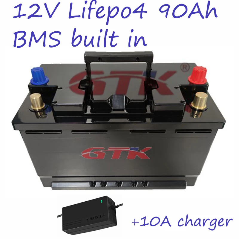 Портативный Открытый Кемпинг Батарея 12V 90AhLifepo4 с Чехол BMS USB светодиодный