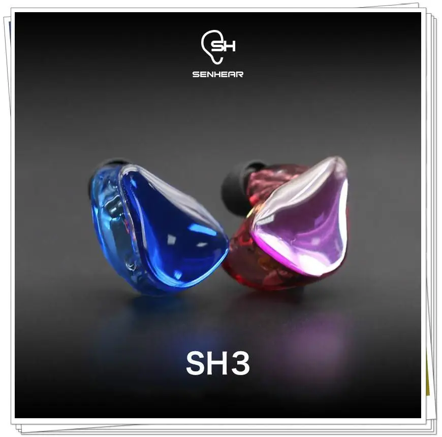 Senhear SH3 3 BA Balanced Armature Knowles Customize Headphones DJ Monitor IP3X Hifi Music Audiophile Earphones Detachable Cable