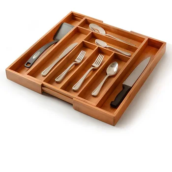 

1pc Kitchen Drawer Organizer Bamboo Expandable Cutlery Drawer Storage Box Drawer Divider Tray Kitchen Drawer Organizer