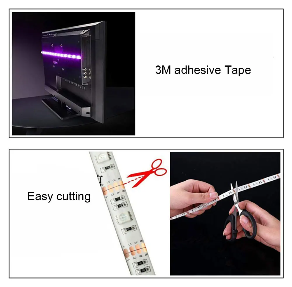 USB LED Strip lamp 2835SMD DC5V Flexible LED light Tape Ribbon 1M 2M 3M 4M 5M HDTV TV Desktop Screen Backlight Bias lighting