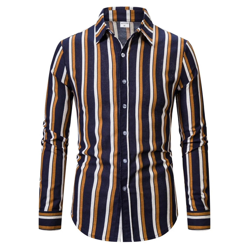 JAYCOSIN, мужская рубашка, Camisas Masculina, с длинным рукавом, повседневные мужские рубашки, в полоску, с принтом, Облегающая рубашка, мужские Модные топы, 19OCT16