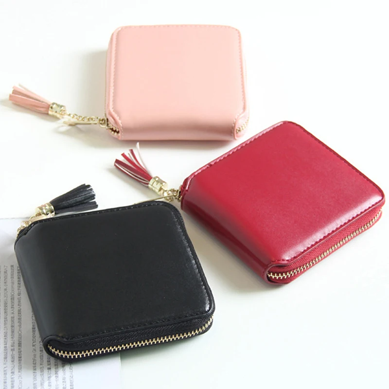 

Women Wallets Lady PU Leather Clutch Tassel Wallet Small Pink Wine Red Black Card Holder Bags For Femme Girls Gift