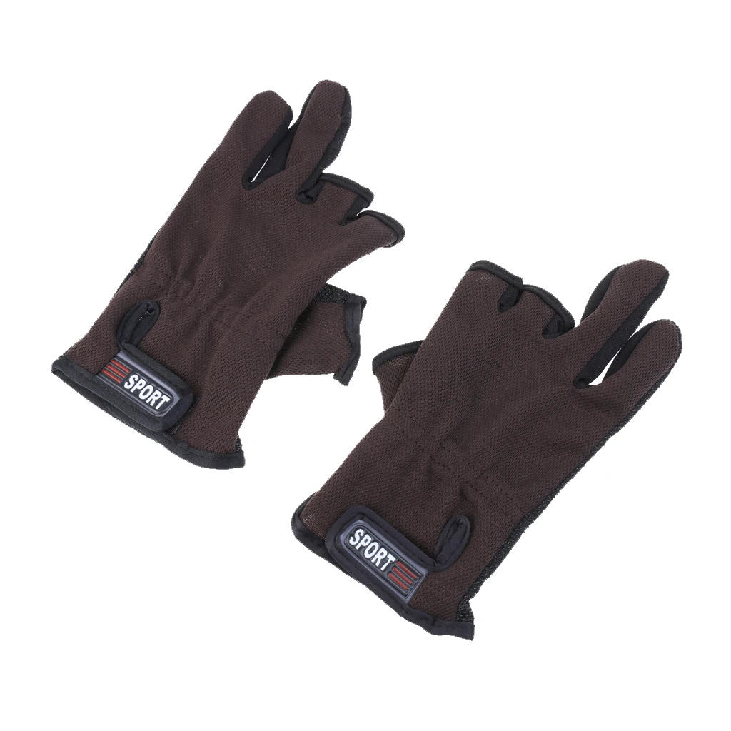 1 Pair Anti Slip 3 Low Cut Finger Fishing Gloves With Adjustable Wrist Strap Fishing Gloves for Fishing Camping 