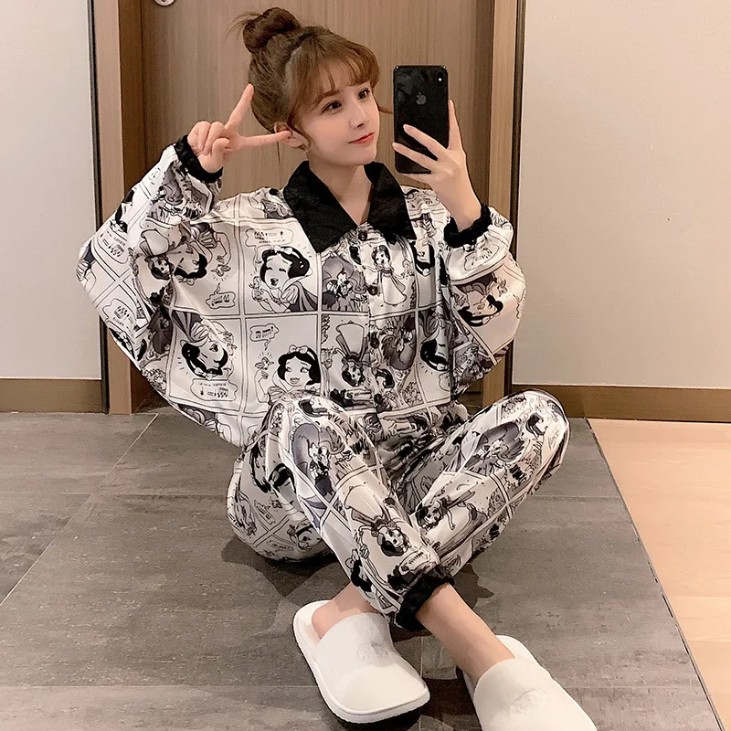 

2020 New Style Pajamas Women's Viscose Spring And Autumn Loose-Fit Students Silk Homewear Set 89053