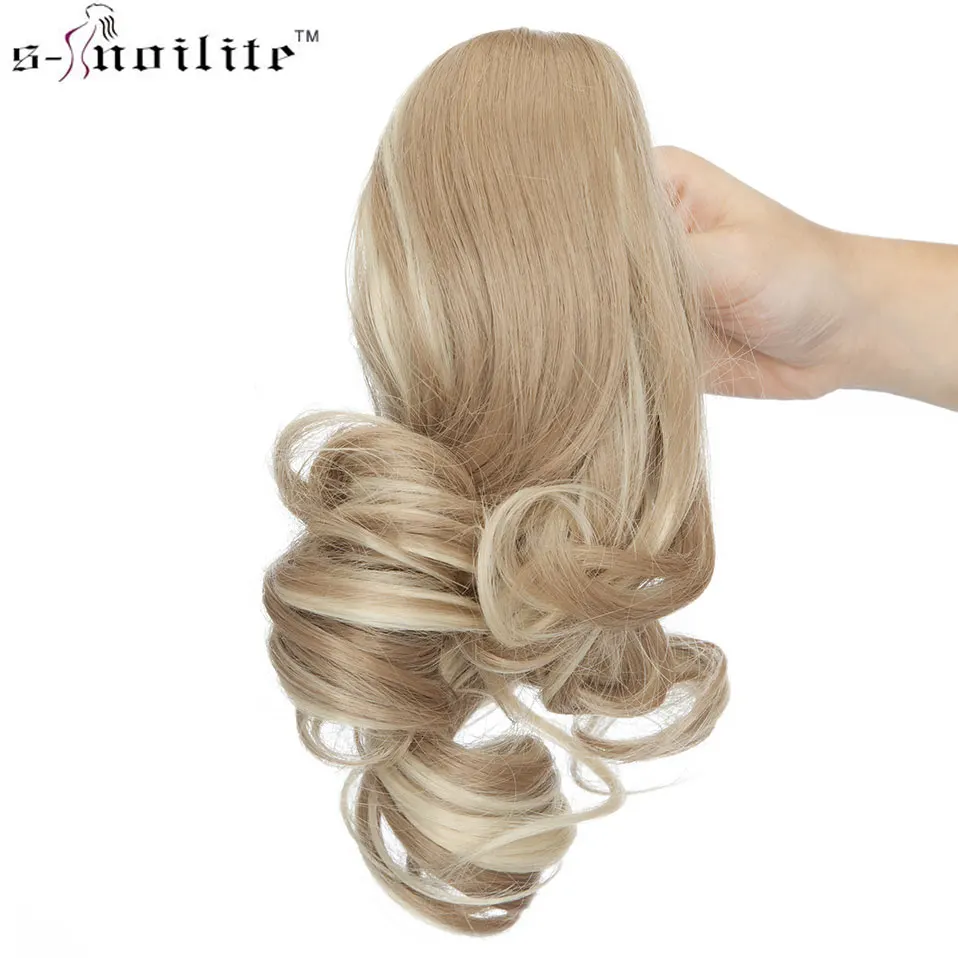 

SNOILITE 12inch claw clip in ponytail hair extension synthetic short wavy tail hair for hair style hairpiece for women