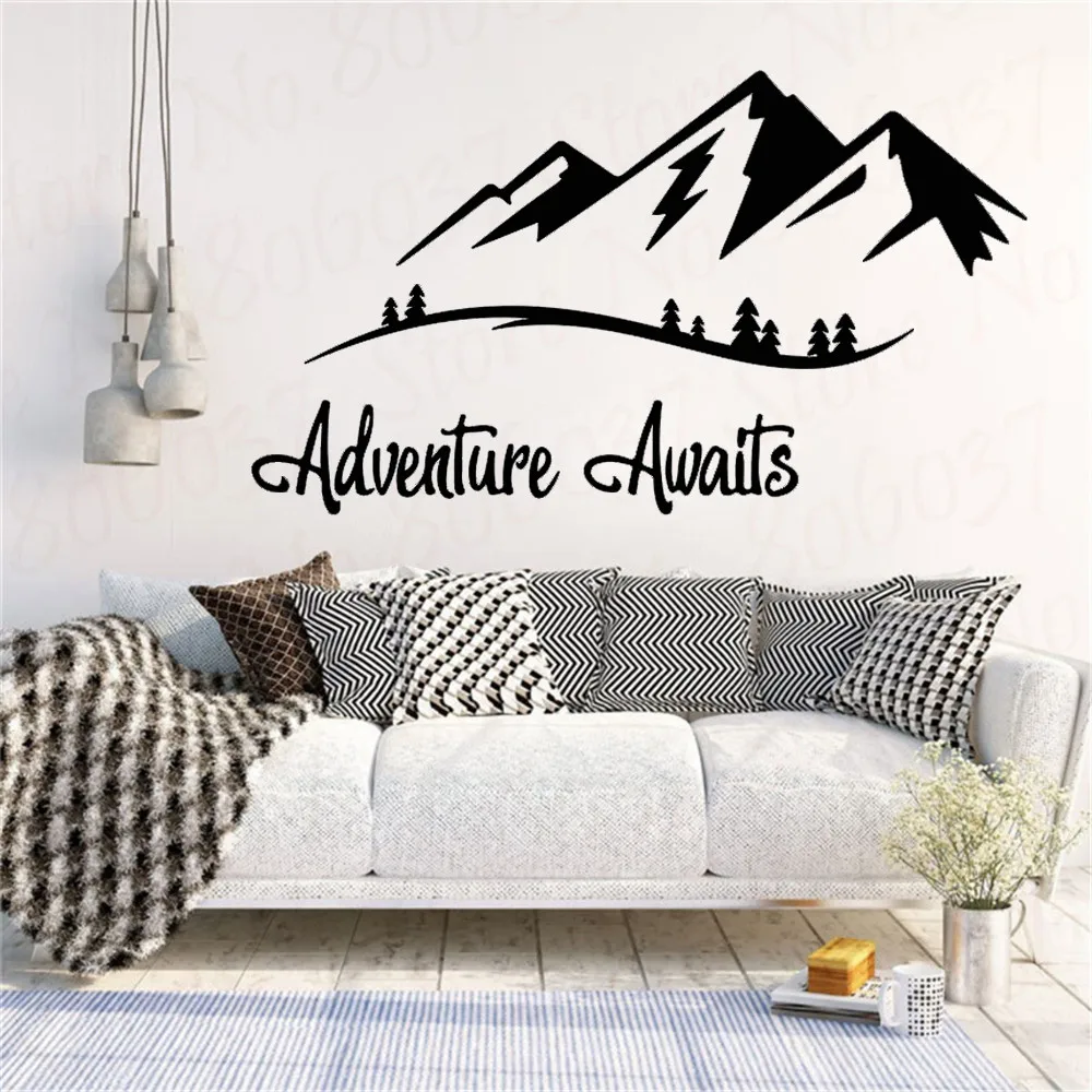 Adventure Awaits Wall Sticker Wanderlust Decor for Home Office #47 Adventure Awaits Inspirational Quote for Walls Mountain Wall Decal