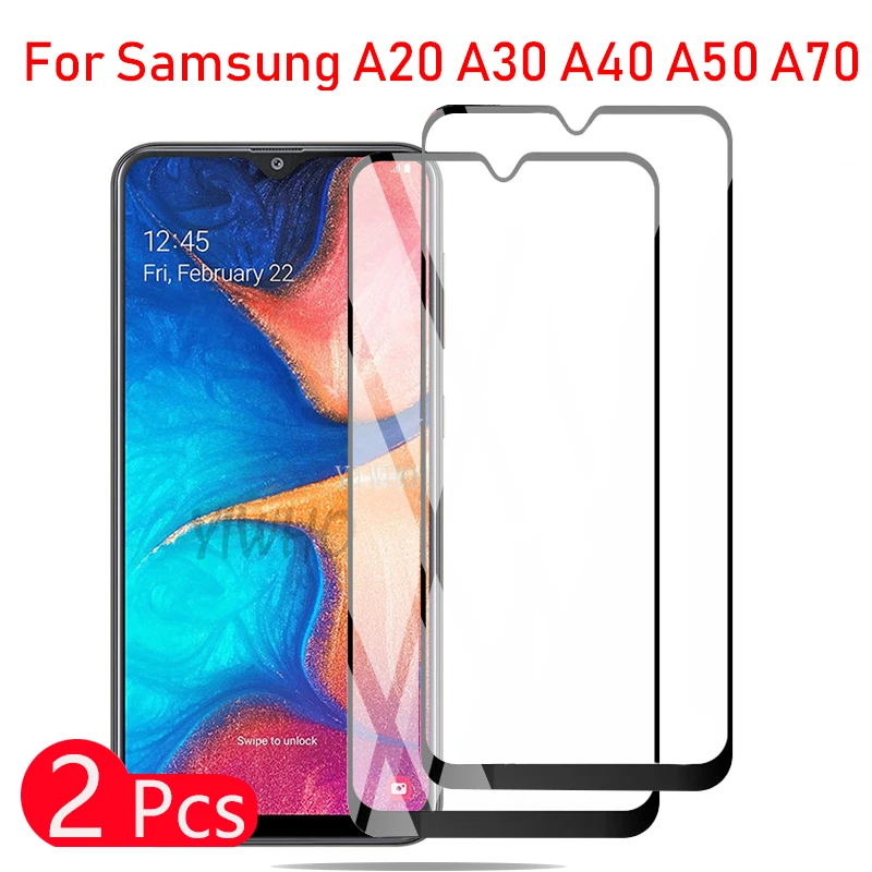 

2Pcs Glass For Samsung A20 2019 Full Cover Tempered Glass For Samsung Galaxy A20 A30 A40 A50 A70 Protector Film Galax a205f a 20