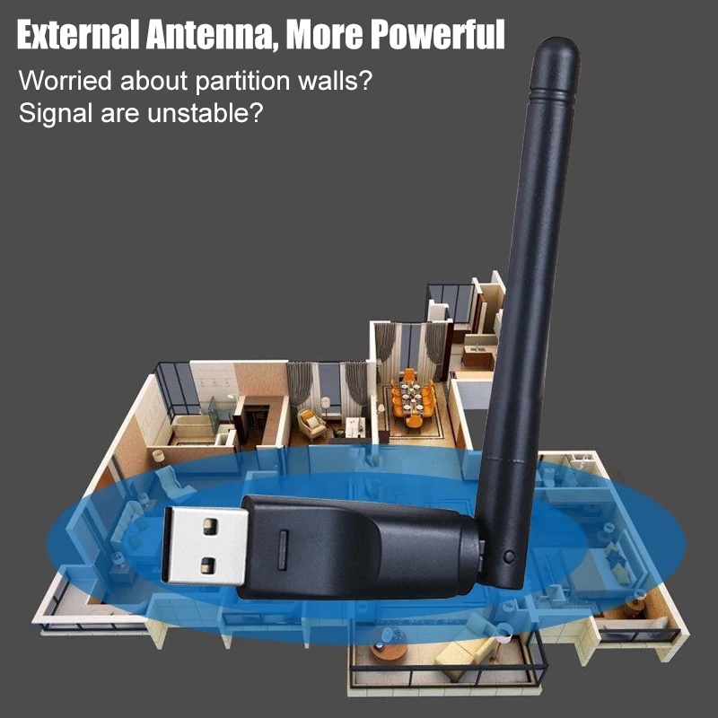 Беспроводной внешний ethernet 802.11n ноутбук usb 2,4g Настольный wifi адаптер antena dongle lan Wi-Fi карта longo alcance