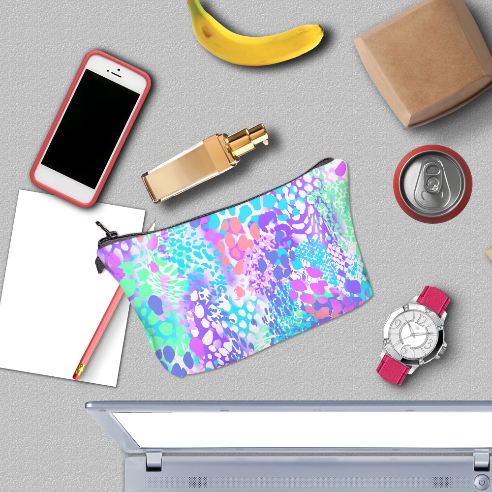 DAOXI Colorful Leopard Small Cosmetic Bag Waterproof Polyester Soft Makeup Bag Women Stylish Makeup Bag DX51659