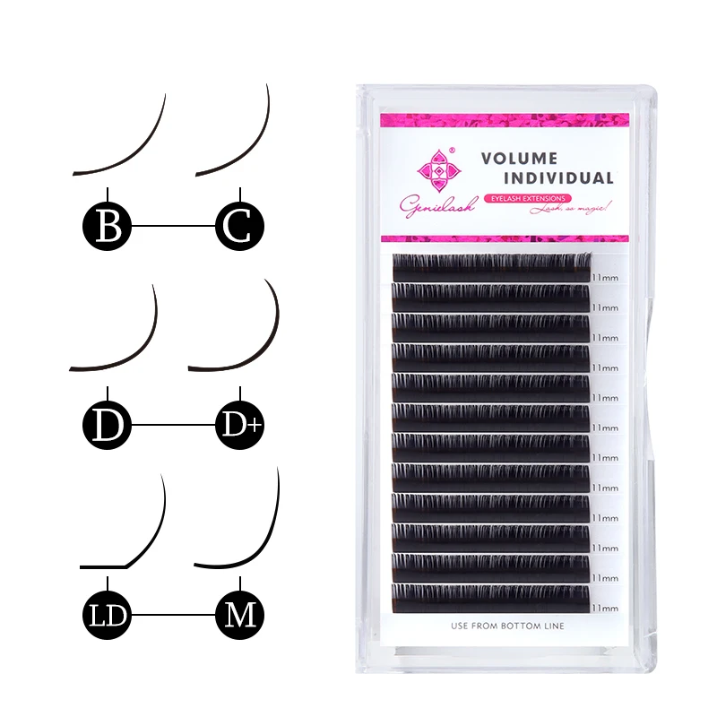 Genielash CDD+LDM Curl Mix Lengths Eyelashes Extension All Sizes Professional Mink Individual Eyelashes Extension Supplies