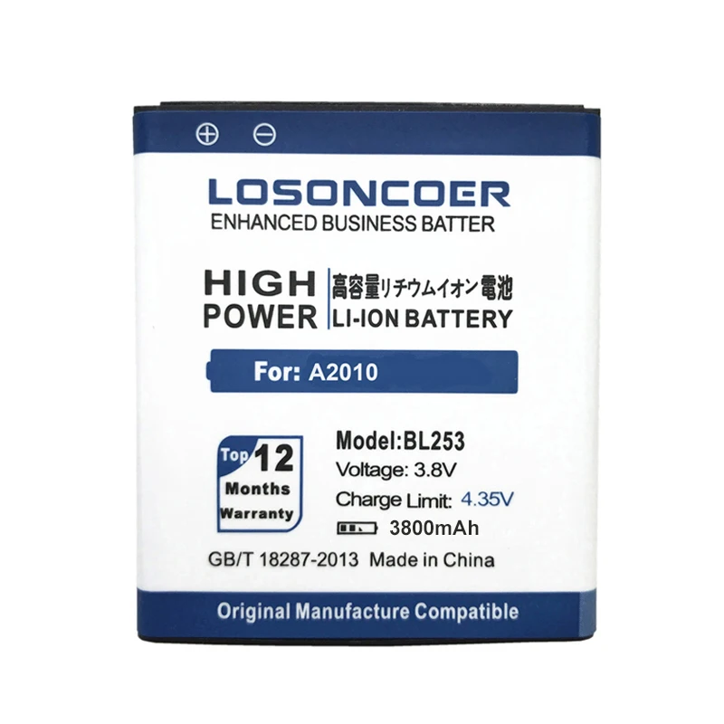 LOSONCOER 3800 мА/ч, BL253 BL 253 для lenovo A2010 A2580 A2800D A3800D A2860 Vibe 4," A1000 A3600D A1000m Замена Батарея