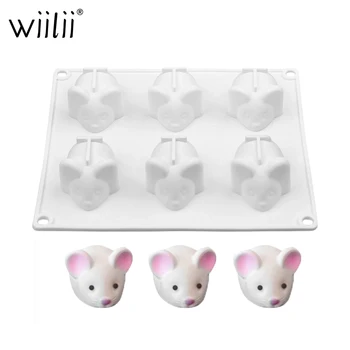 

6 Grid Cartoon Mouse Shape Muffin Pastry Silicone Cake Decorating Tools Dessert Chocolate Baking Tray Soap Candles Craft Mould