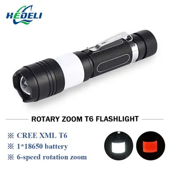 

flashlight red Portable Zoom Adjustable Penlight cree xml t6 led flashlight usb torch waterproof lamp 18650 charge Camping light