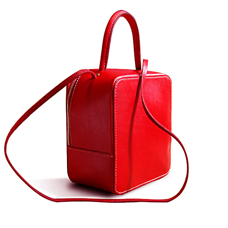 Женская сумка из натуральной кожи креативный саквояж на плечо ручной работы