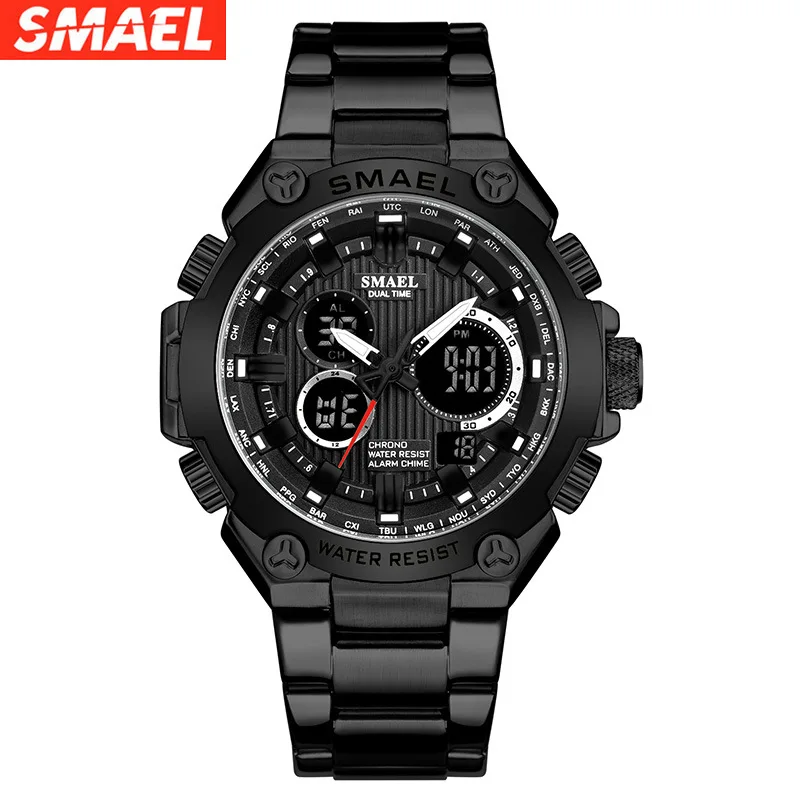 SMAEL мужской роскошный бренд часов спортивные цифровые часы кварцевые часы мужские армейские военные водонепроницаемые наручные часы Relogio Masculino - Цвет: full black
