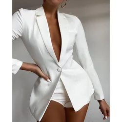 Traje de oficina para mujer, Blazer a la moda, pantalón sencillo de Color sólido, conjunto de 2 piezas con cuello de manga larga y pantalones, novedad de 2021