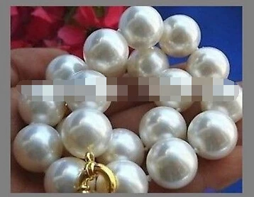 1357 изысканный редкий, крупный 18 мм Южное море белый жемчужное ожерелье