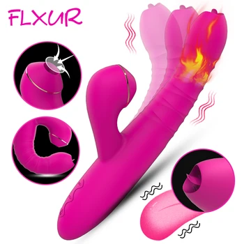FLXUR Heating Dildo Vibrator for Women Sucking G Spot Tongue Vibrator Clitoris stimulation Soft Silicone Adult Sex Toy for woman 1