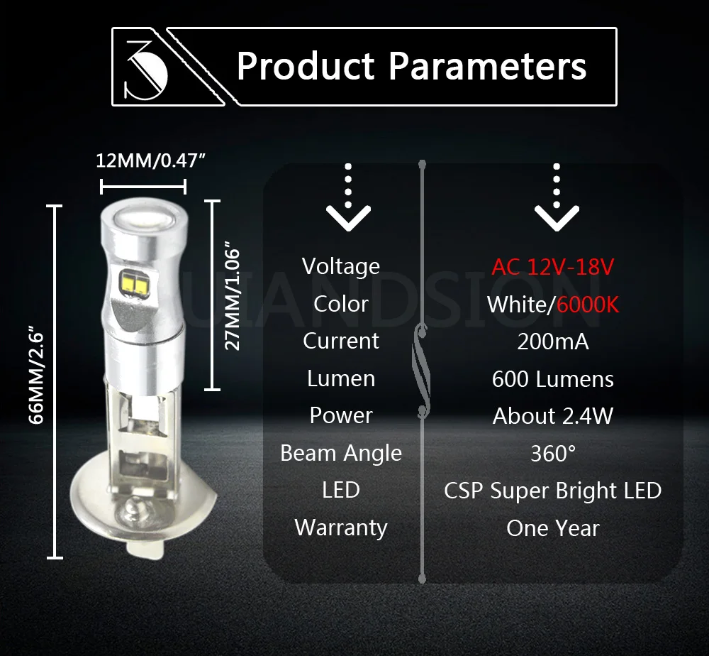 2x H1 CSP чип 6SMD 30 Вт Canbus внешняя светодиодная лампочка в машину Противотуманные фары для вождения ходовые огни Источник света 12-18 в неполярность белый