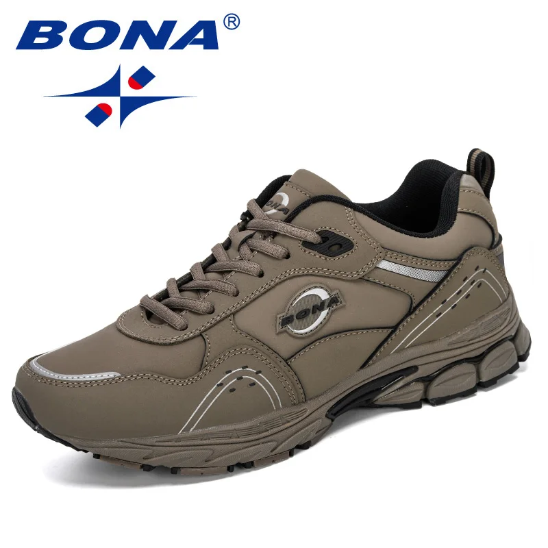 BONA 2019 кожаные кроссовки мужские для бега уличная прогулочная спортивная обувь