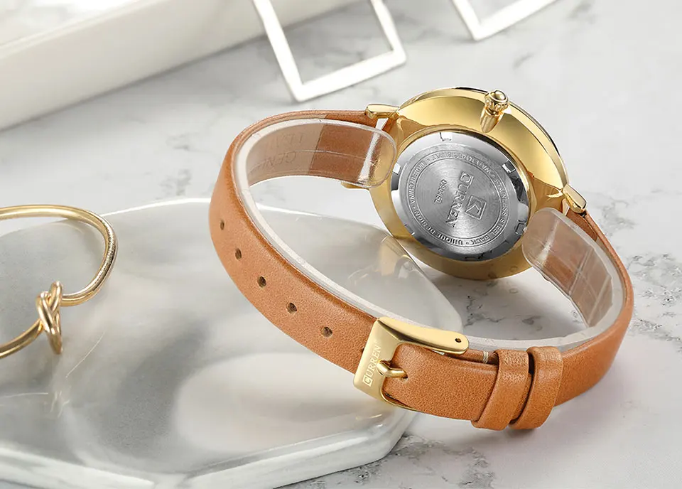 Новинка, женские часы, оранжевая кожа, роскошный бренд, Reloj Mujer Zegarek Damski, водонепроницаемые, женские, CURREN, деловые часы, Montre Femme