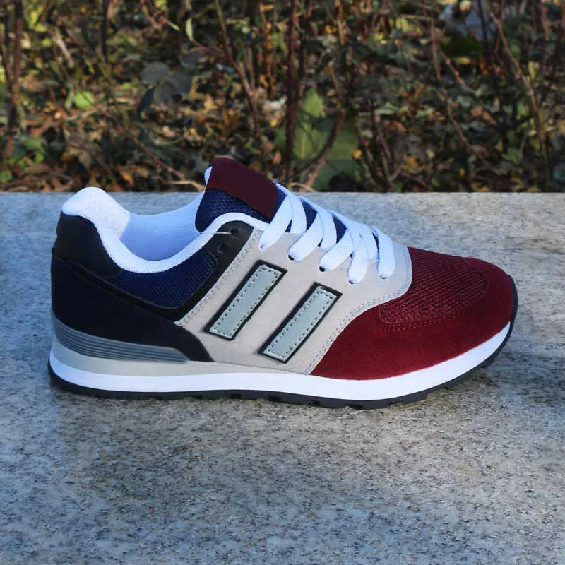 Sneakers Couple Running Shoes Women's Shoes Mesh Breathable Casual Shoes Student Sport Shoes School Non-slip Shoes - Цвет: red grey