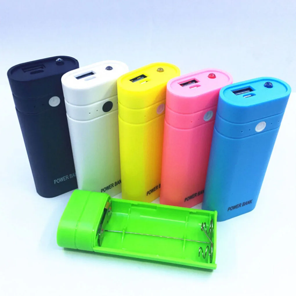 

New Portable 18650 Mini Battery Bank Case Cellphone Plastic Power Bank Box DIY Battery Backup Charger LED Light