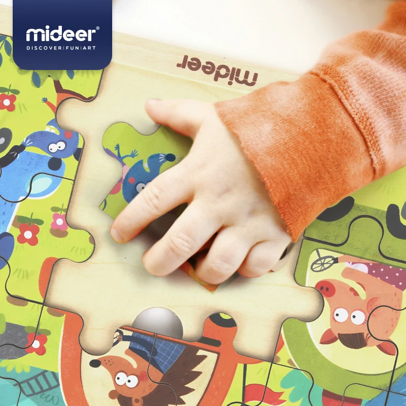 Mideer деревянные игрушки головоломки для детей игра пазл детские 24 шт. Мультяшные