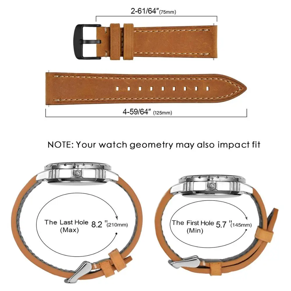 BISONSTRAP Quick Release Watch Bracelet for Men Women Watch strap 18mm 20mm 22mm Watcheband Strap Black Buckle