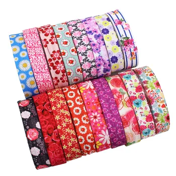 

5yds,5/8" flowers Fold Over Elastic Stretch Foldover FOE Elastics for Hair Ties Headbands DIY handmade Accessories,E-20421-677