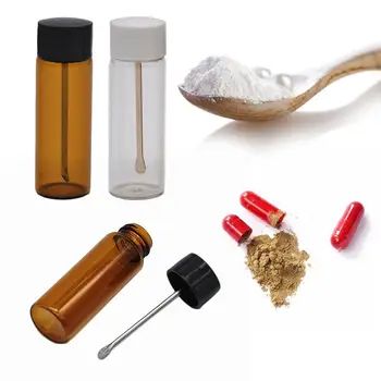 

Glass Bottles Snuff Snorter Pill Box Portable Sniffer Metal Spoon Bottle