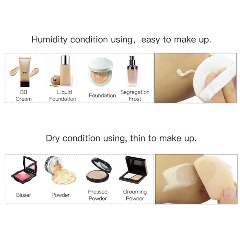 Round Shaped Makeup Air Cushion Sponge Puff Dry Wet Dual Use Concealer Liquid Foundation BB/CC Cream Make up puffs