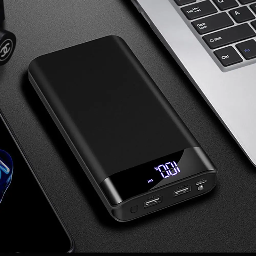 LEORY power Bank чехол 20000 мАч большая емкость двойной USB выход Светодиодный дисплей Быстрая зарядка для iPhone X XS Oneplus 7 Pro Xiaomi 9 - Цвет: Black