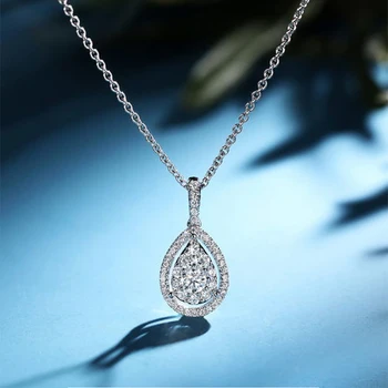 

Huitan Water Drop Micro Paved CZ Delicate Pendent Necklace Women Jewelry Luxury Accessory for Engagement Party Dazzling Gifts