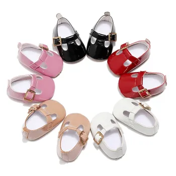 

Patent Leather Baby Shoes Girls Handmade Spring Fall Infant Shoes Solid Color T-bar British Style Non-slip Moccasins Baby Shoes