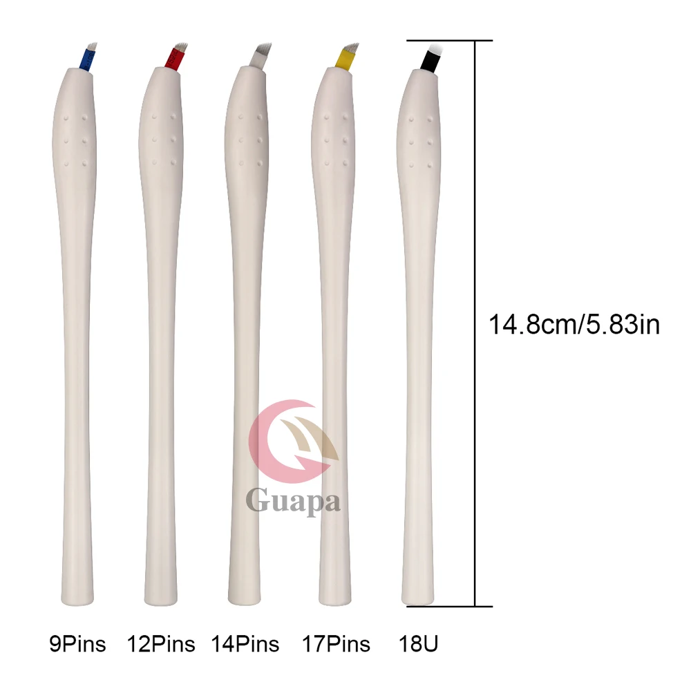 Одноразовые, для микрообработки tebori ручка в 9CF/12CF/14CF/17CF/18U лезвие для ручного татуажа бровей пистолеты Microblading ручные инструменты