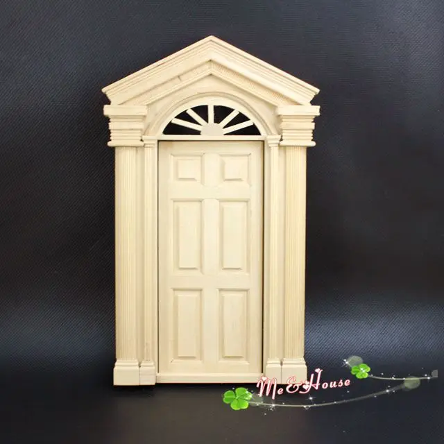 1: 12 кукольный дом дверь Кукольный дом аксессуары для мини-мебели транца DIY роскошные деревянные двери цвет дерева